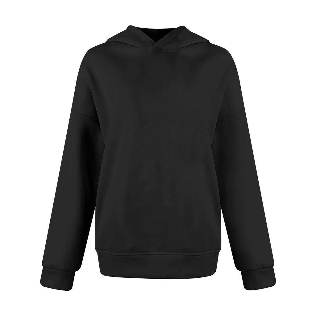 Женская модная повседневная свободная однотонная толстовка с капюшоном и длинным рукавом