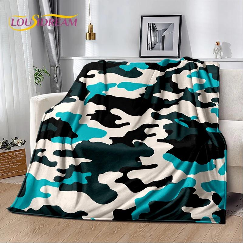 2025 Colorful Camo Green Camouflage Soft Blanket,Soft Throw Blanket for Home Bedroom Bed Sofa Picnic Travel Cover Child Gift