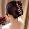 Винтажные бархатные когти для волос с красной розой для женщин, роскошные металлические зажимы, заколки для волос, заколки для волос, новые аксессуары для волос со стразами, головные уборы