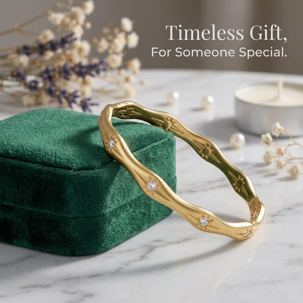 Gold Color Snap-on Sun Zircon Bangle Luxury Stainless Steel Bracelet for Women Fashion Jewelry Gift 60mm
