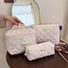 2024 Floral Cotton Quilted Large Capacity Cosmetic Handheld Storage Bag