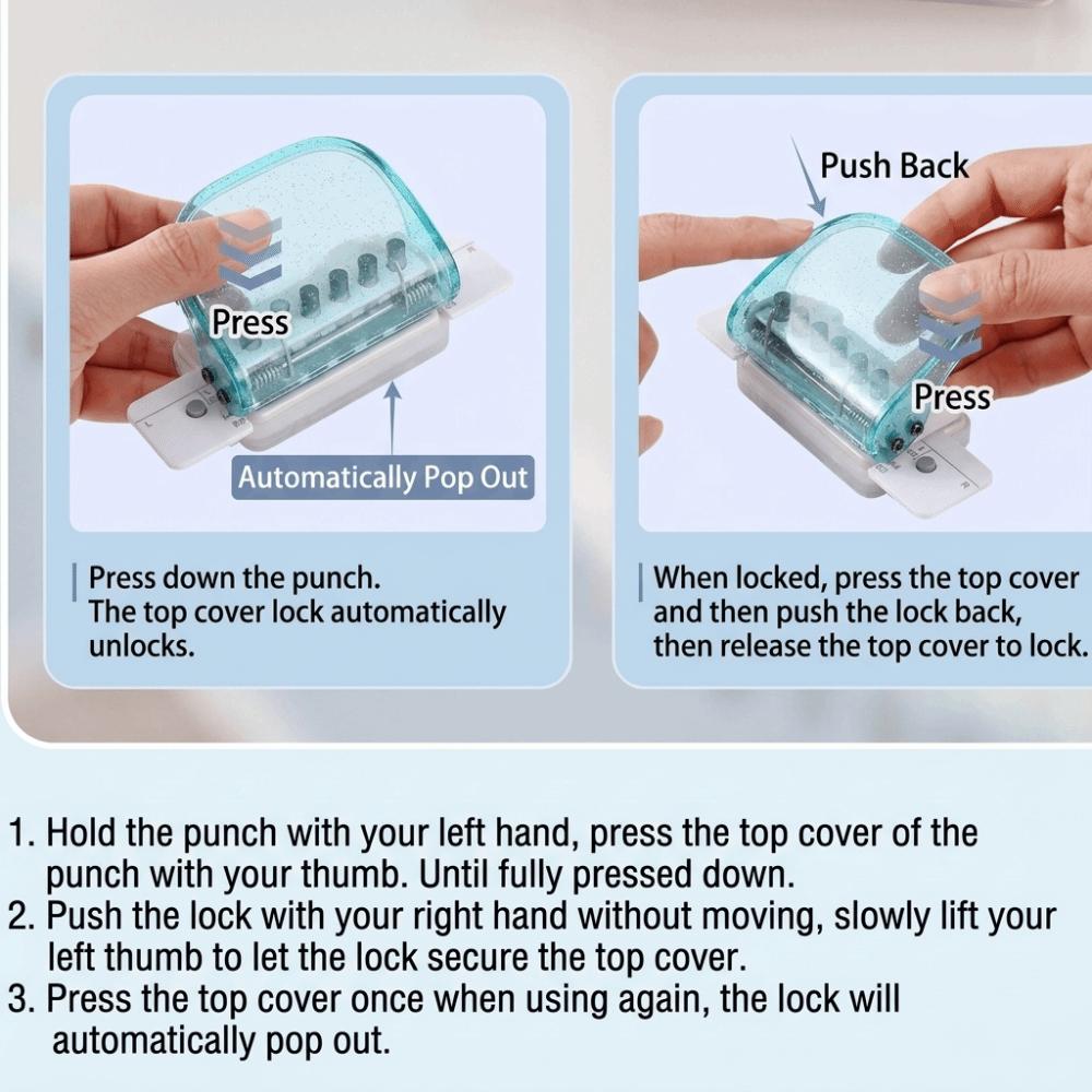 6-Hole Binder Hole Puncher Transparent Round Hole Paper Punching Machine Portable Manual Punching Loose Leaf Hole Puncher