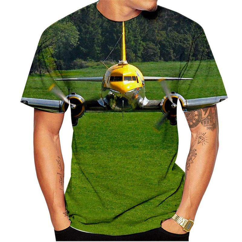 Fashion 3d Print Airplane T-shirt Men Women Casual Aircraft Graphic Short-sleeved Tees Summer Street Tops Oversized T Shirt