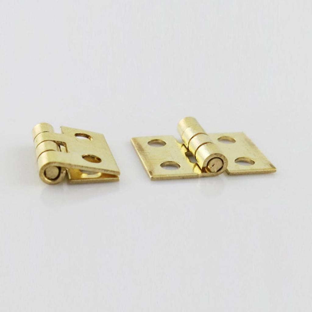 20Pcs Mini Metal Hinges with Nails DIY Miniature Furniture Dollhouse Accessory