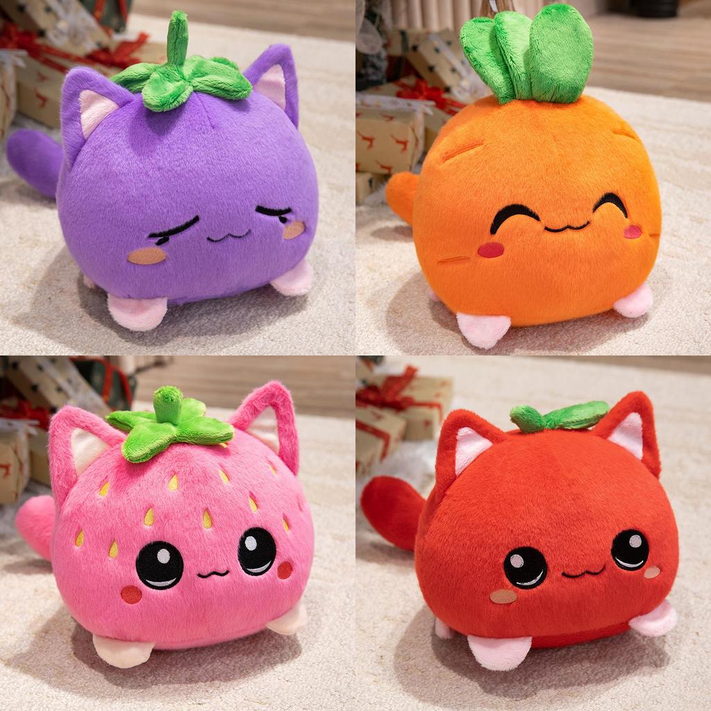 Fruit Cat Plushie Strawberry Cat Stuffed Animal With Pp Cotton Filling For Kids Play