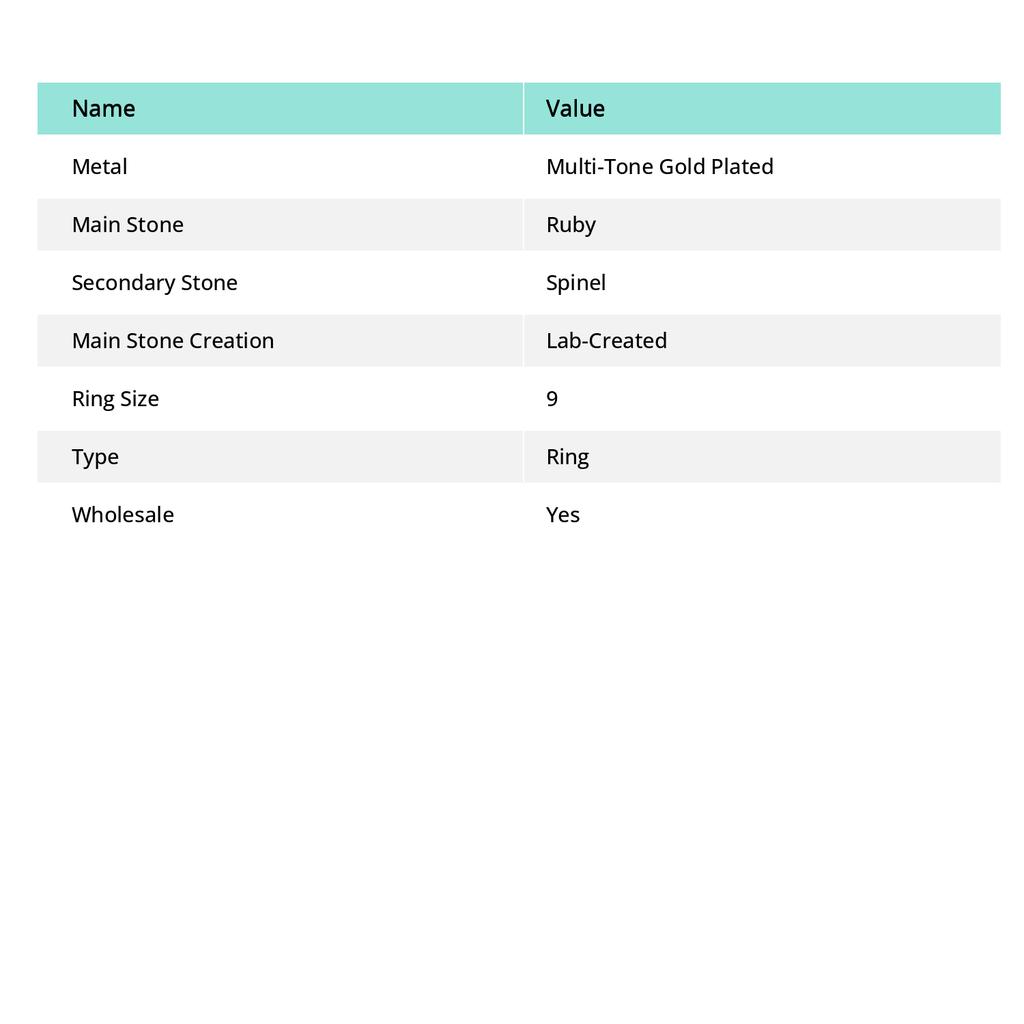 Red Ruby(Simulated) Spinel Gemstone Ethnic Jewelry Ring Size 9 Y4w11