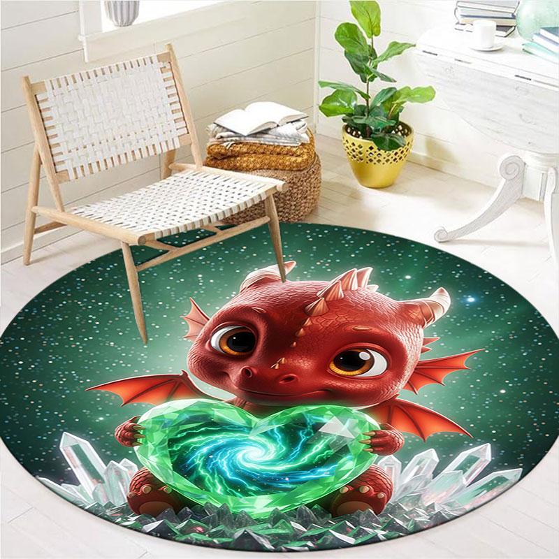 LovingDragon Круглый ковер, Ковер для гостиной, спальни, дивана, игровой комнаты, Декор, Нескользящий коврик для пола