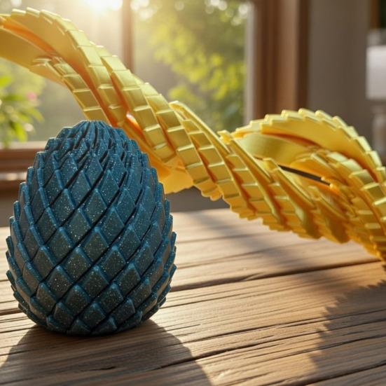 Фигурка дракона-яйца, напечатанная на 3D-принтере, спиральная игрушка-головоломка для снятия стресса, подарок на Пасху.