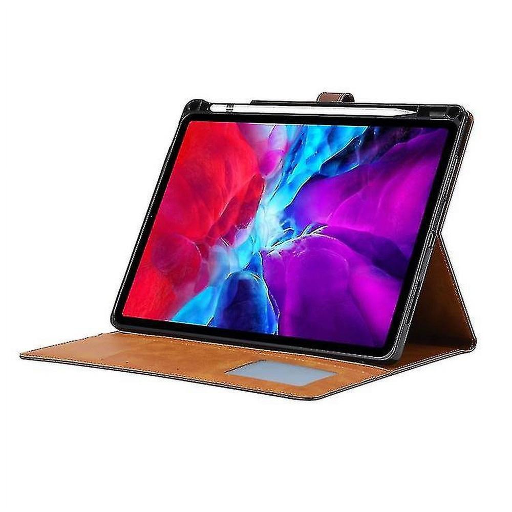 Новый кожаный чехол-книжка с двойным сгибом для iPad Pro 12.9 2022/2021/2020 с текстурой теленка, горизонтальный флип, с фоторамкой, подставкой, слотами для карт и кошельком