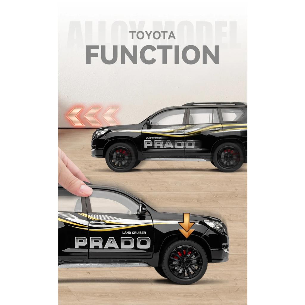 1/18 Scale Toyota Prado SUV Off-road Vehicle Alloy Scale Car Model Diecast Metal Sound and Light Collection Children Toy Car Vehicle Gift