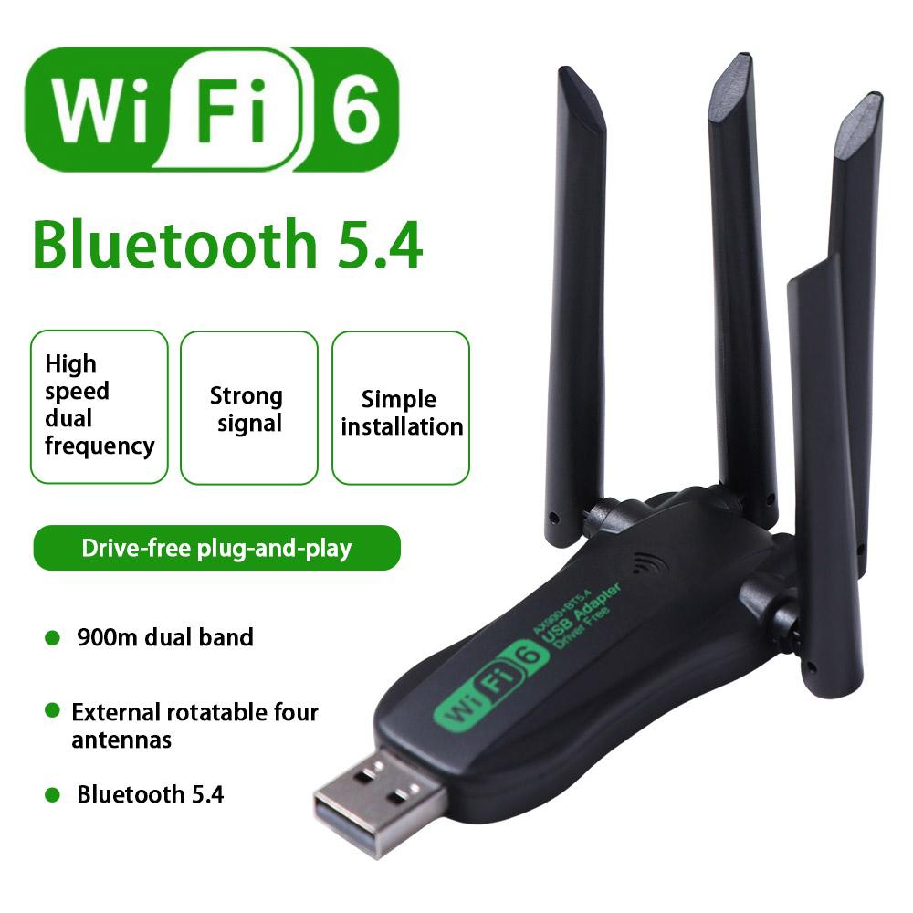 AX900 Двухдиапазонный WiFi6 USB-адаптер 4 Антенны 2.4G/5ГГц 900 Мбит/с WiFi-донгл Без драйверов USB-интерфейс Беспроводная сетевая карта