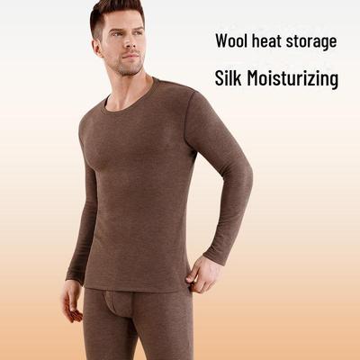 Комплект мужского термобелья: Шерсть, шелк и бамбуковое волокно для тепла осенью и зимой