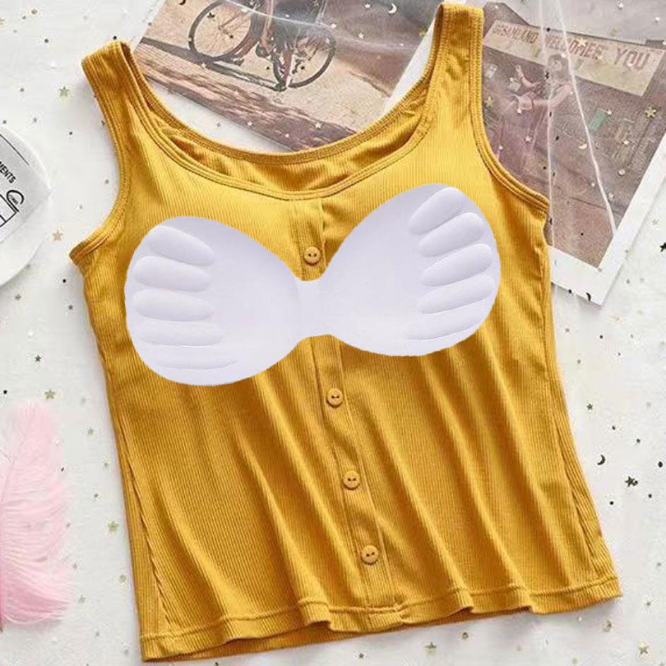 Бюстгальтер цельный жилет Женская футболка без рукавов Топ с маленькими подтяжками и подкладкой для бюстгальтера Бюстгальтер