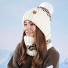 3Pcs/Set Plush Winter Hat Scarf Gloves Touchscreen Scarf Gloves Set Fashion Knitted Hat  Outdoor