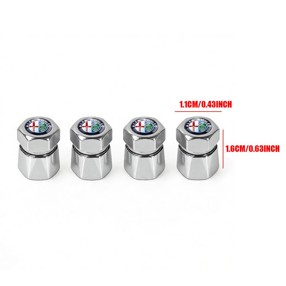 DYSA7 4Pcs Car Wheel Tire Valve Caps Dust Proof Cover Decoration For Alfa Romeo Giulia Giulietta 159 147 156 MiTo Stelvio Accessories