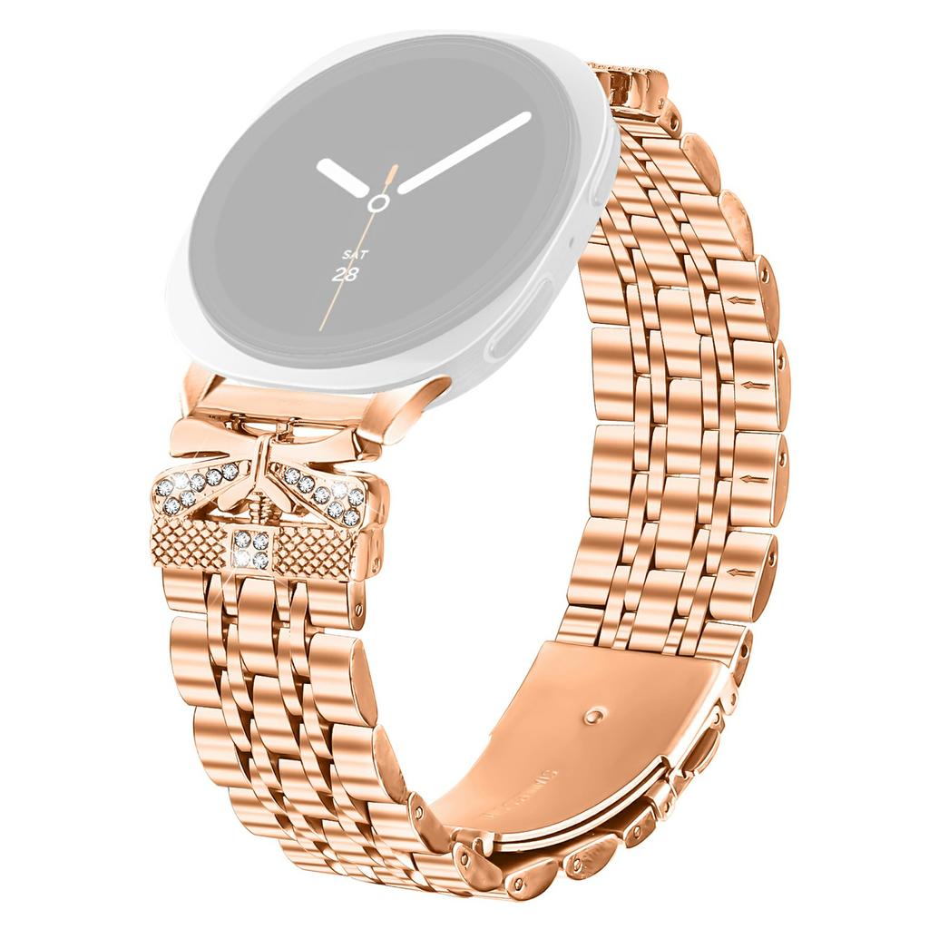 Watch Strap for Samsung Galaxy Watch8 44mm/40mm/8 Classic 46mm Rhinestone Butterfly Decor Stainless Steel Band