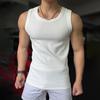 Мужской спортивный жилет с круглым вырезом без рукавов, облегающий эластичный однотонный топ, ребристые топы для фитнеса