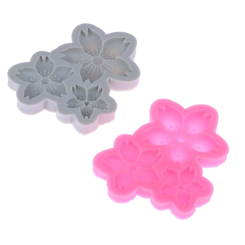 1Pc 3 Cavity Sakura Flower Shape Silicone Mold Sun Flower Fondant Chocolate Birthday Cake Decoration Baking Home Mold