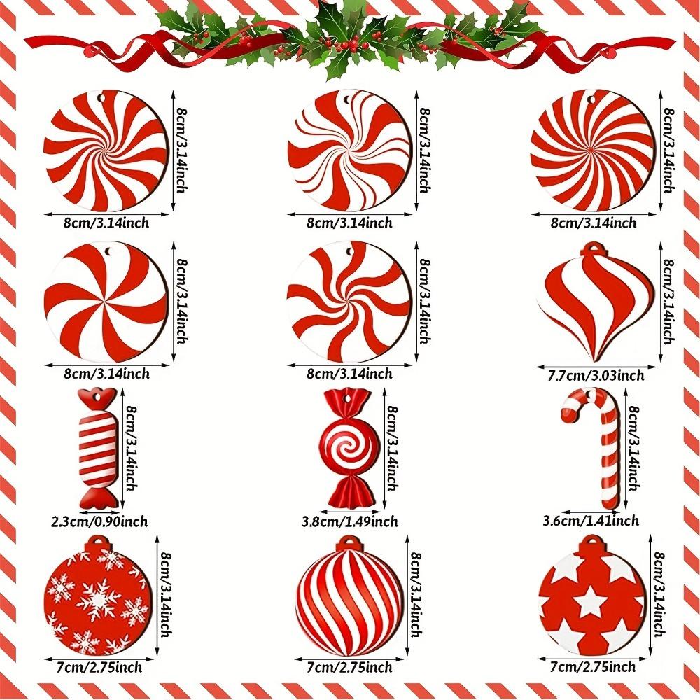 24 шт. Красное украшение на елку, детский подарок, украшение в виде леденца, забавный рождественский кулон, Рождество