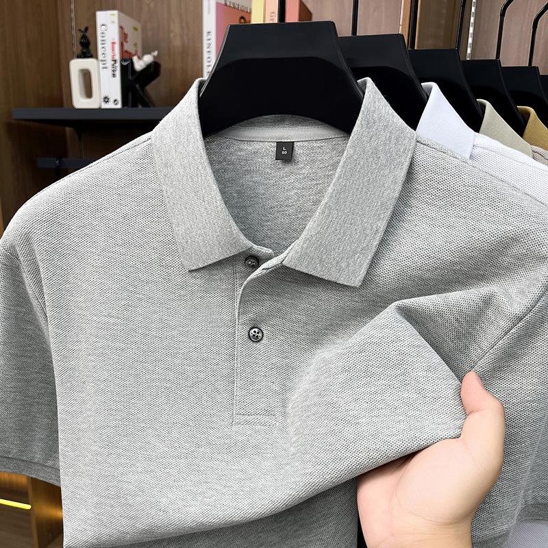 Мужская летняя хлопковая рубашка-поло, дышащий воротник, стиль Business Casual, стиль "Папа", короткий рукав