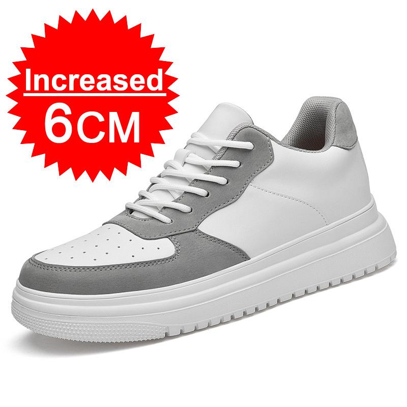 Men Leather Heightening Elevator Shoes Breathable Mesh Height Increase Thick Sole Shoes Man Height Insole 6/8/10CM Men Sneakers
