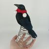Halloween Crow Tree Topper Mini Crow Treetop Ornaments with Red Scarf And Fuzzy Pompom Ball for Christmas Halloween Party Supplies