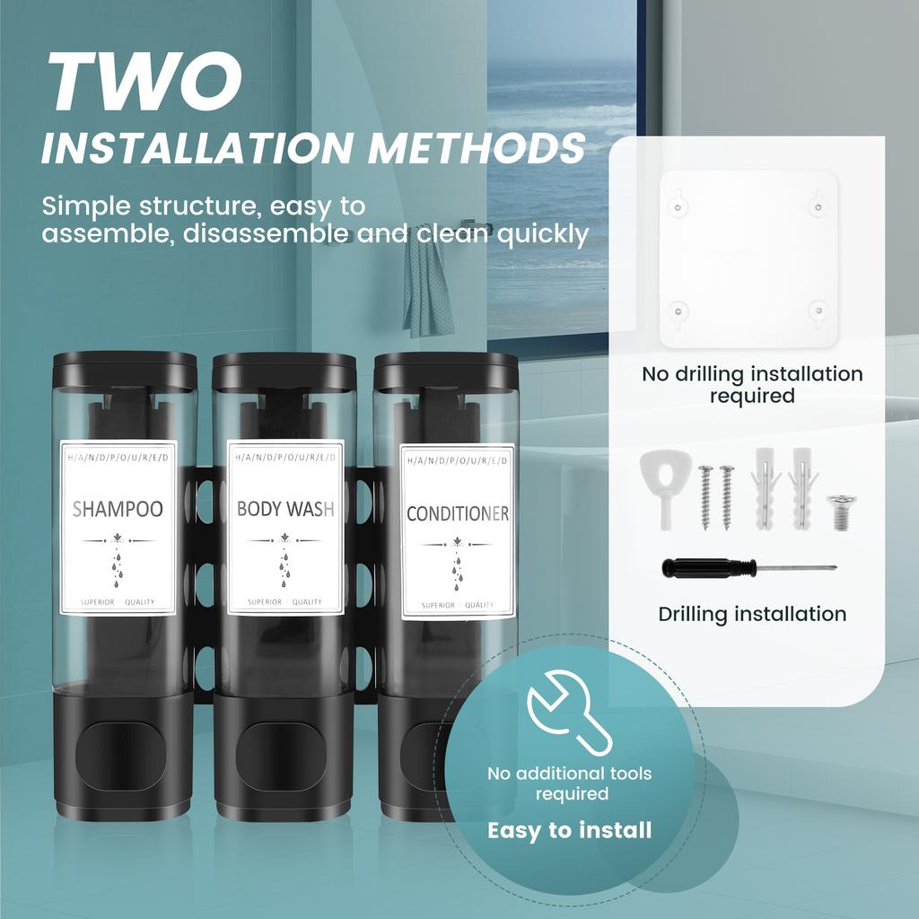 Диспенсер для шампуня для душа, настенный диспенсер для мыла для душа, многоразовая бутылка-дозатор для жидкого мыла, домашние контейнеры для ванной комнаты