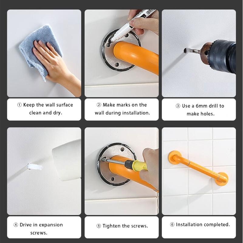 Stainless Steel Shower Handrail with Glowing Features 500 Pound Weight Bearing Antislip Grip for Bathing Safety