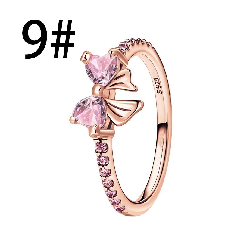 Original 925 Silver Charms Colorful Bow Set Earrings Ring Beads Pendant for Women Bracelets Necklaces DIY Jewelry Gift