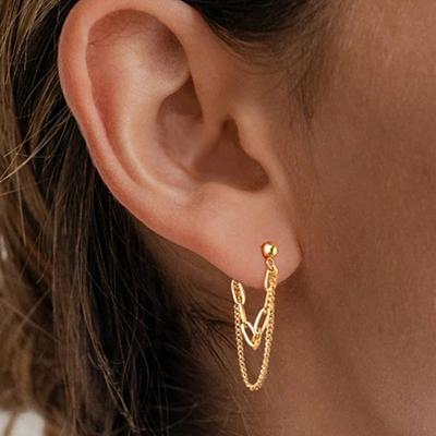 Двухслойные металлические серьги-цепочки для женщин, серьги-цепочки золотого цвета с кисточками, простые корейские вечерние украшения
