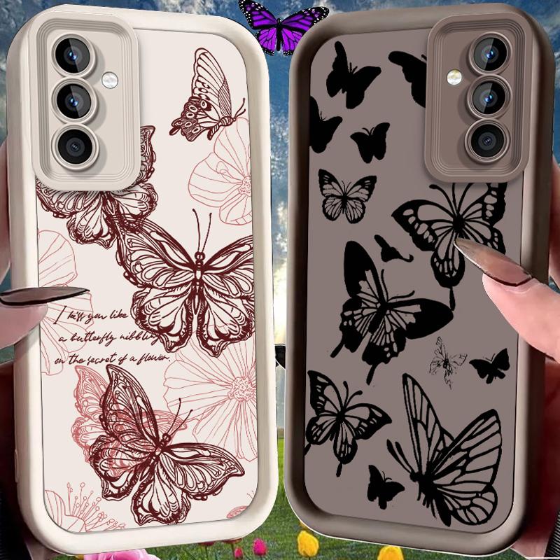 Butterfly Phone Case For Samsung Galaxy S25 S24 S23 Plus S22 S21 Ultra 24 FE Plus A15 A35 A54 A55 5G Shockproof Soft Cover