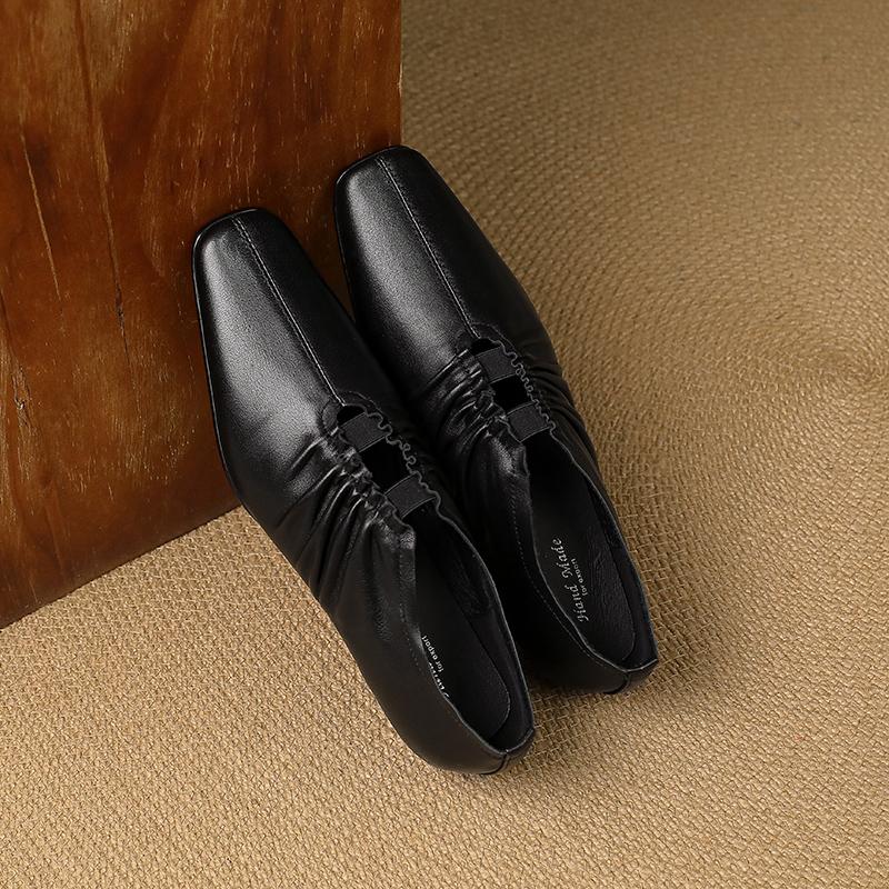 Мода 2025 Новая мода Квадратный носок Толстый средний каблук Женские туфли-лодочки Весна Лето Офисная леди Вечеринка Натуральная кожаная обувь Женский размер 34-40