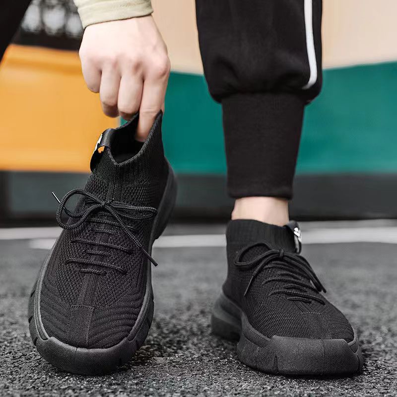 Men's high-Top Running Shoes Fashion Sneakers Lightweight Breathable Flying Knitting Lace Up Mesh Walking Shoes Workout Casual Sports Shoes for Male