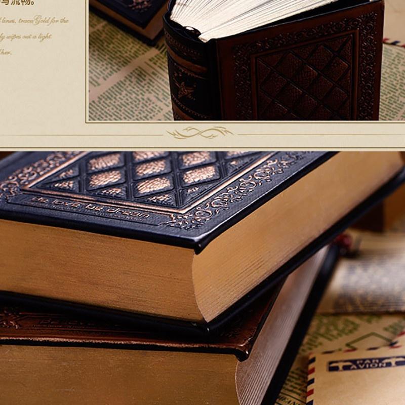 Блокнот в стиле ретро с пустой внутренней страницей в твердом переплете, кожаная лицевая книга A5, рельефный планировщик, кисть для ноутбука, золото Si