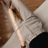 Women Suit Pants Herringbone Print High Waist Thick Warm Slim Fit Straight Soft Pockets OL Commute Formal Long Trousers Lady