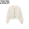 Za New Fall Women's Clothing 2025 Fashion Style Fashion All-Match Flower Button Decoration Knitting Outwear 5536031