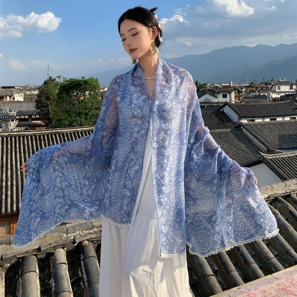 Sun Protection Paisley Shawl Head Wraps Beach Scarf Retro Sunscreen Shawl  Outdoor