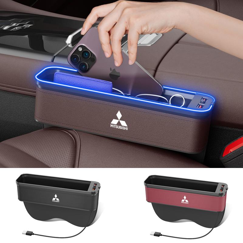 Car Seat Gap Organizer USB Charging Multifunction Storage Box For Mitsubishi Outlander Pajero Asx Lancer EX Evolution X Ralliart SF9