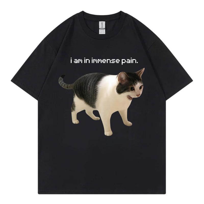 I An In Imunisexse Pain Screaming Cat Meme Graphic T Shirts High Street Fashion Trend Tshirt Unisex Casual Loose Cotton Tshirts