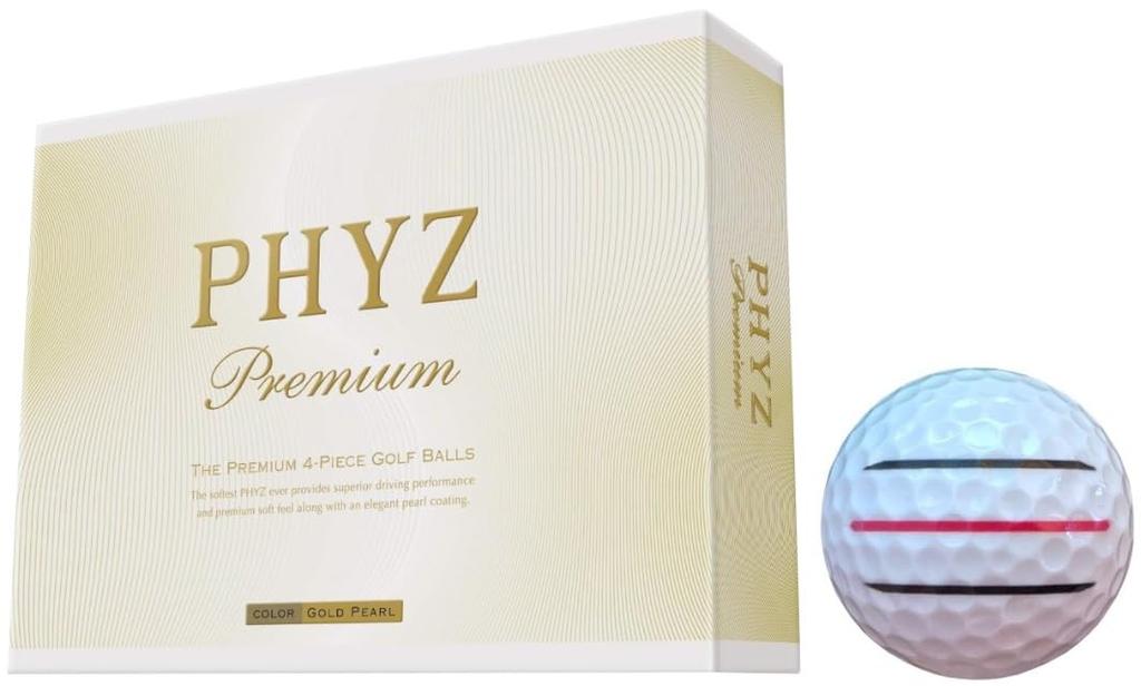 [Happiraki Golf Line] Bridgestone PHYZ Premium Gold Pearl Golf Balls (1 Dozen, 3 Lines)