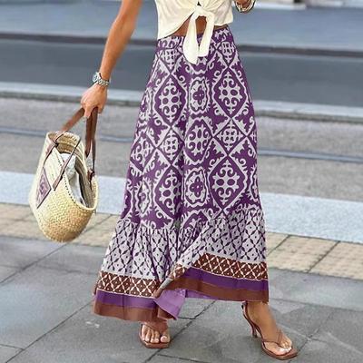 Женская юбка летняя с принтом свободная юбка с лоскутным подолом