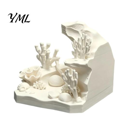 Underwater Landscaping Decor 3D Printed Coral Cave Aquarium Decoration for Small Fish Shrimp, Tank Ornament Hideout, Realistic Hollow Hiding