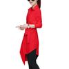 Women Shirt Long Sleeve All Match Loose Commute Mild-length Dressing Up Polyester Irregular Tied Belts Lady Shirt Female Clothing