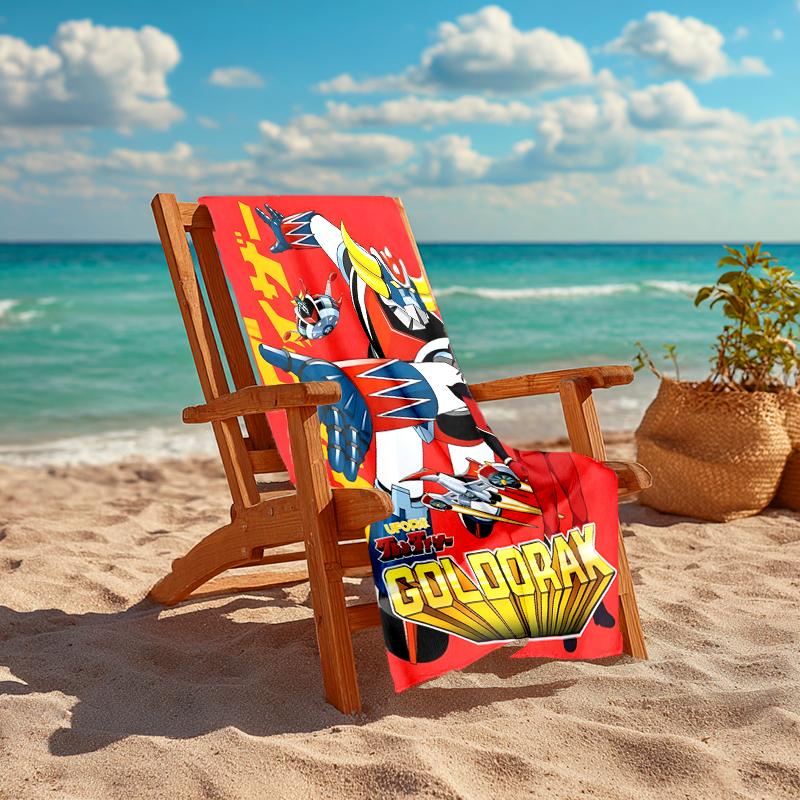 1pc UFO Robot Grendizer3 Beach Towel, Comfortable and Thick, and Swimming/Bath/Picnic/Camping Towel, Suitable for Seaside Beaches