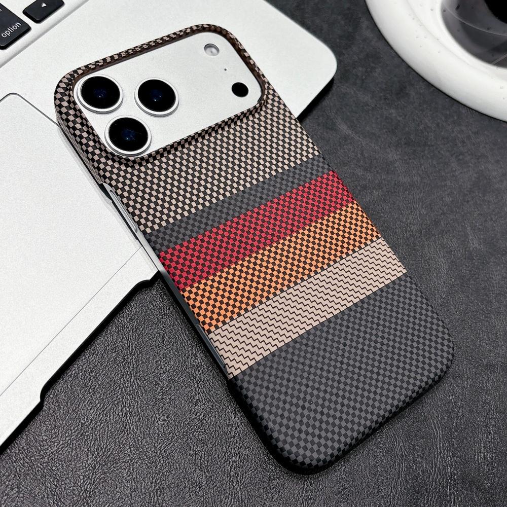 Magnetic Stripe Pattern Carbon Fibre For Magsafe Case For iPhone 18 17 Air 16 15 Pro Max Wireless Charging Shockproof Hard Cover