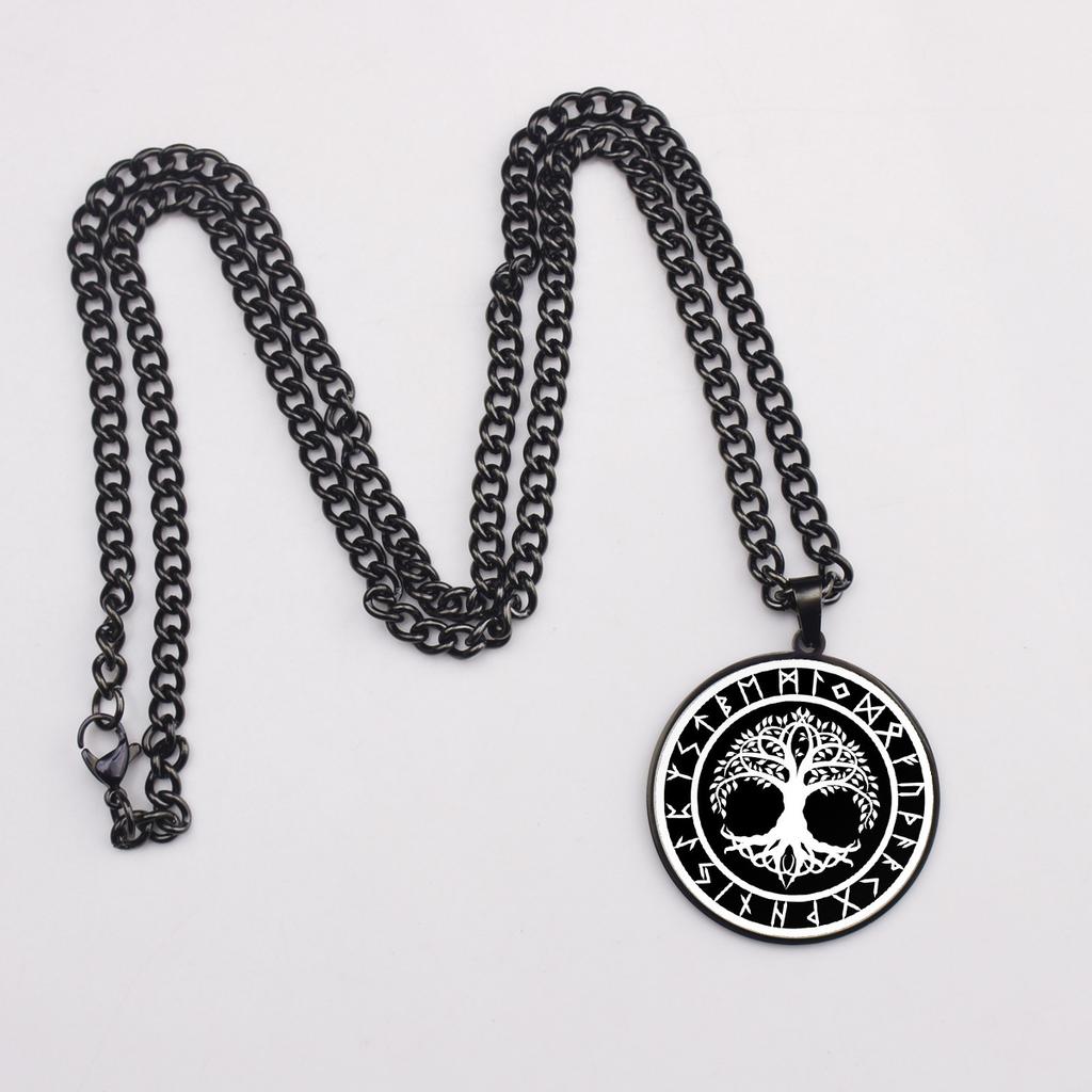 Tree of Life Yggdrasil Viking Rune Circle Amulet Jewelry Pendant Necklace