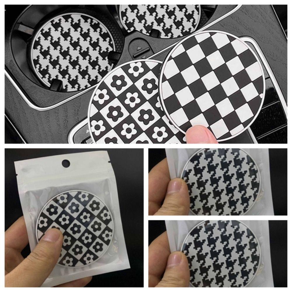 Houndstooth Auto Cup Holder Heat Resistance Water Cup Cushion Car Mug Coaster Decor Accessories