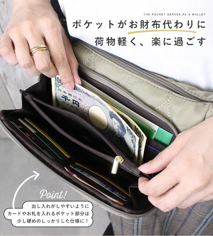 Сумка-кошелек через плечо с функцией кошелька [Liz Days] Сумка, женская, легкая, (Хаки/Черный)