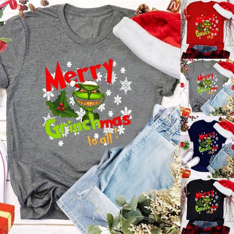 Festive Women Christmas Grinch Casual Tunic T-shirt With Comfortable Fit