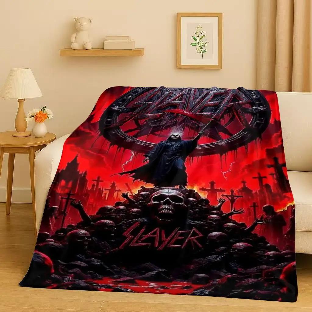 Новый фланелевый плед с изображением группы Slayer в стиле трэш-метал, ультрамягкий теплый плюшевый плед для дома, спальни, кровати, дивана, подарок